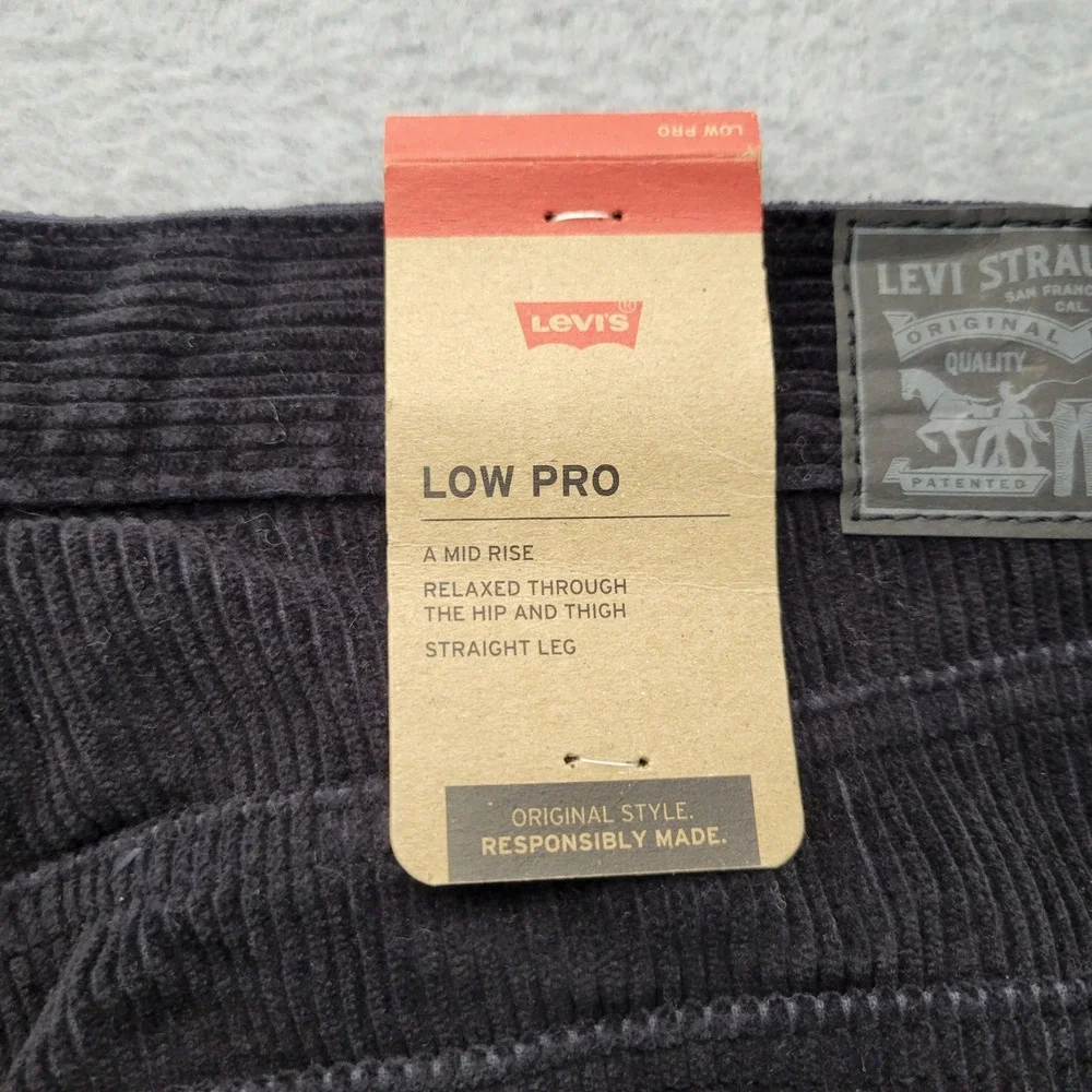 Levis Low Pro Corduroy Pants Mens 32x30 Navy Blue Relaxed‎ Straight Leg Mid Rise